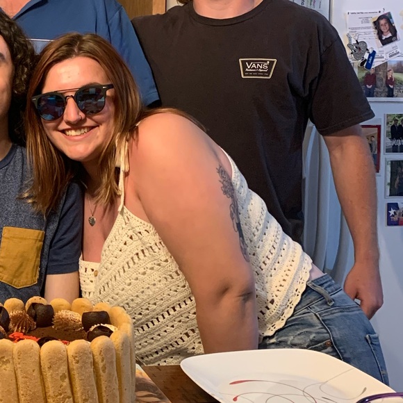 American Eagle cream crochet sweater tank top - Picture 4 of 6